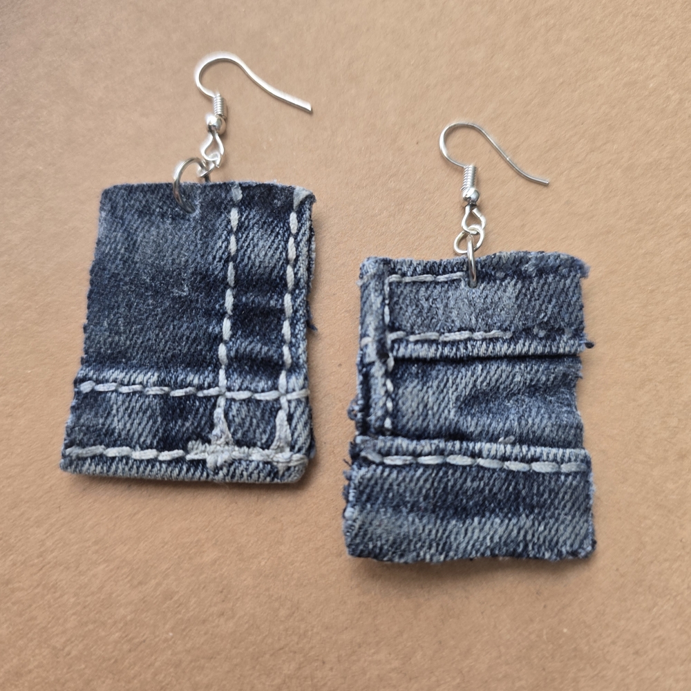 Denim Patchwork Earrings